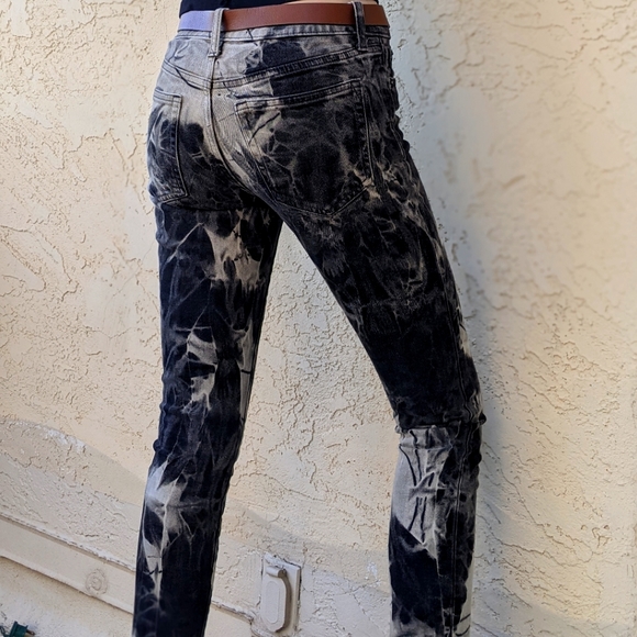 Hand Dyed Bleached GAP 1969 Black Crop Jeans - Picture 3 of 7